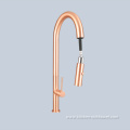 Rose gold stainless steel swivel kitchen faucet